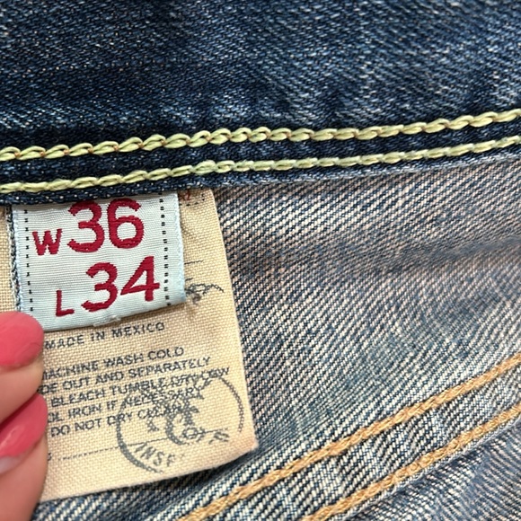 AMBERCROBI MENS 5-POCKETS BAGGY VINTAGE SHORT JEANS BLUE Sz W36 - Picture 9 of 14